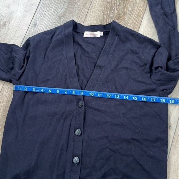 Tory Burch Madison Navy Blue Woolf Blend Button Up Cardigan - Picture 10 of 11